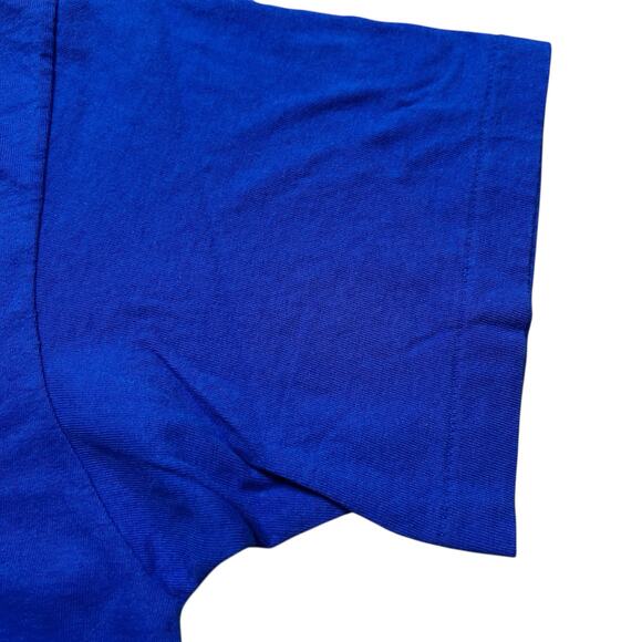 Vintage 80s 90s Fruit of the Loom Made in USA Blue Pocket T-Shirt Size L 42-44 - Picture 2 of 8
